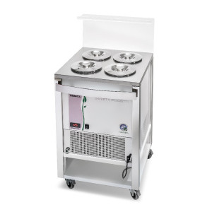 Vitrina de Expunere si Stocare cu Caruciuor GELATO SWEET 4 Pozzetti, Alb
