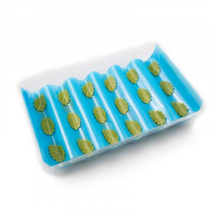 Декорации за шоколад Двойни зелени извити листа без E171, 3,3x1,9 cm, 120 gr, 144 бр. - Img 5
