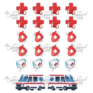 Печатни вафли Diverse Model 1, Ambulance 22 декорации Ø 4 - 9,5 cm, A4 - Сладкарски изделия