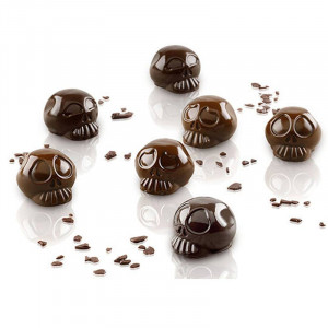 Силиконова форма Praline Praline Skull Ø 3 x H 2,1 cm, 10 ml, 12 кухини (SCG55) - Img 3