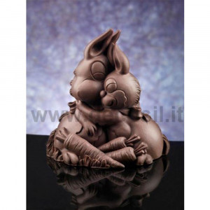 Силиконов калъп 3D Bell Shape - 3D Rabbits, Dulce Imbratisare, Ø 15,3 x H 16 cm - Img 2