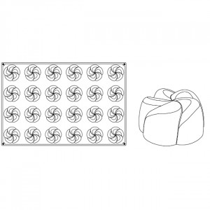 Форма Pavoflex 60x40cm Спирала Ø7.5xh3.8cm, 24 кухини, 130 ml - Img 2