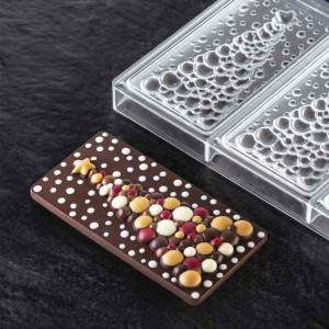 Шоколадови блокчета 15,4 x 7,7 x H 1,3 cm - Форма за балончета Bubble Tree от поликарбонат, 3 кухини - Img 3