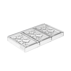 Шоколадови блокчета 15 x 7 x H 1 cm - Поликарбонатна форма Hearts, 3 кухини (CH012), 74 гр. - Img 2