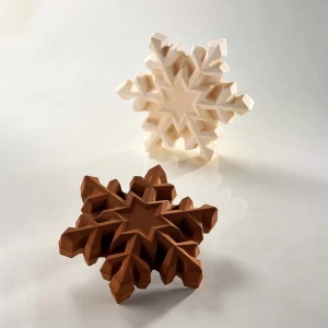 3D Снежинка, 16 x 18 x H 4,5 cm, пластмасова подложка Комплект подложки 2 предмета Шоколад - Img 1