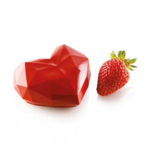 Amorini Origami 3D силиконова форма за сърце 7,4 x 8,3 x h 4,5, 6 кухини (AMORINI 110)