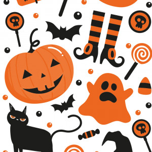 Bags S with Base, Cellophane with Haloween Pattern, 12.5 x 3 x H 24 cm, Set of 20 pcs - Img 2