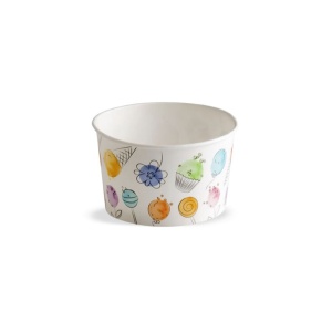 Balloons Cardboard Ice Cream Glass, Ø 8.5 x H 5 cm, 190 ml, Set 55 pcs - Img 1