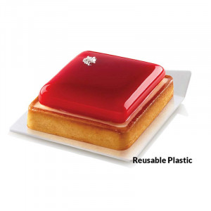 Baza Plastic Prezentare Monoportii, Model Patrat Alb, 8.3 x 8.3 cm, Set 100 Buc - Img 2
