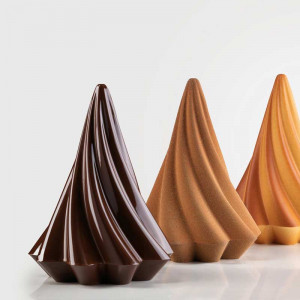 Brad Christmas Twirl 3D, Ø 15 x H 20 cm, Set Matrite Plastic 2 Pieces Chocolate - Img 3