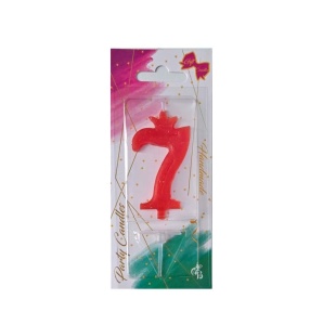 Cake Candle H 7 cm with Stand, Figure 7, Red