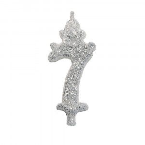 Cake Candle H 8.5 cm, Figure 7, Silver - Img 1