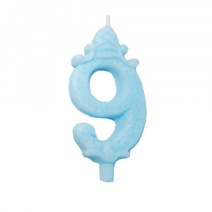 Cake Candle H 8.5 cm, Figure 9, Blue - Img 1