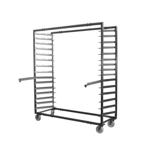 Carucior profesional din otel inoxidabil, pentru 15 panacoade, distanta tavi 100mm