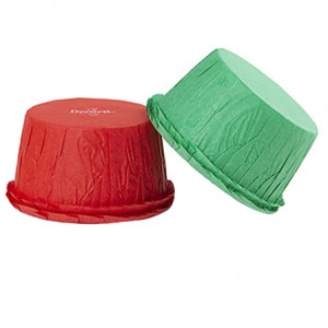 Chese XL Crepe Paper ColourMix, Red and Green, Ø 5.5 x H 3.5 cm, 25 pcs - Img 1