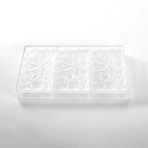 Chocolate bars 15.4 x 7.7 x H 1.1 cm - Flora polycarbonate mould, 3 cavities, 100 gr - Img 3