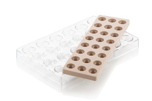 Csokoládé félgömbök Ø 3,1 x H 1,6 cm - Polikarbonát + szilikon formakészlet, 24 üreg (CH013) - Img 2