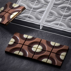 Csokoládétáblák 15,4 x 7,7 x H 0,8 cm - Célzott polikarbonát forma, 3 üreggel - Img 2