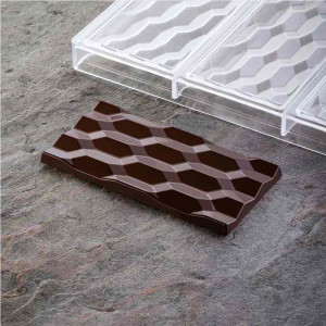 Csokoládétáblák 15,4 x 7,7 x H 1 cm - Hexa Vallée polikarbonát forma, 3 üreggel - Img 2