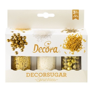 Decor Zahar Mixt Alb & Auriu Sprinkles Ø 2 - 10 mm, 85 gr