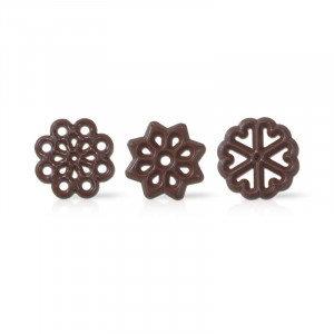 Decoratiuni de Ciocolata Neagra Decorette 3 Modele Dobla, Ø 3.3 cm, 460 gr, 375 buc