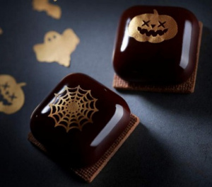 Decoruri Aurii Comestibile pentru Decorarea Alimentelor, 4 Forme, Ø 3-4 cm, Model Halloween, 288 Buc - Img 3