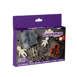 Decupatoare Plastic Halloween -Schelet 6.5 - 8 x 8 - 10.2 x H 2.2 cm + 4 Sabloane - Img 1