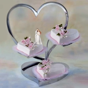 Heart cake stand, silver - Img 2