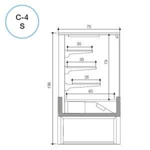Kristall Self Service ventilated display cabinet without built-in cooling unit, 100 (L) x75 (W) x138 (H)cm - Img 6