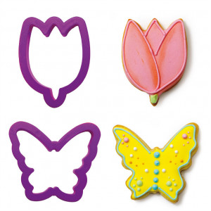 Műanyag vágók Tulipán és pillangó, R 7 és 7,5 x H 2,2 cm, 2 db - Img 2