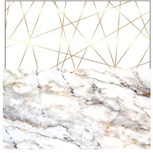 Pasta Zahar imprimata, Nunta Model ArtDeco Marmorat, 60x41 cm, Set 4 Buc