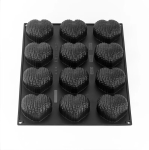 Pavoflex forma, 30x40 cm, „Szív” mintás, 12 üreges, 8 x 7,3 x magasság 4,2 cm, 140 ml - Img 2