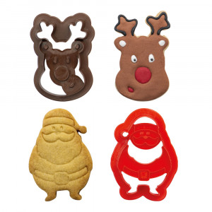 Plastic Christmas Cutters - Santa Claus and Reindeer Head, R 7 - 8 x H 2.2 cm, 2 pcs - Img 3