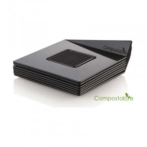 Plastic Presentation Monoportion Presentation Plastic Base, Compostable Square Black, 8.3 x 8.3 cm, Set 100 pcs - Img 5