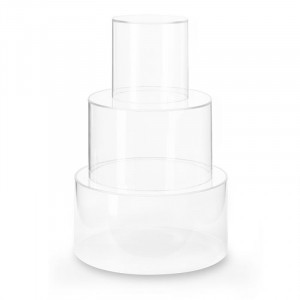 Plexi tortaállvány 3 szintes Ø 16 - Ø 24 - Ø 30 x H 15 cm