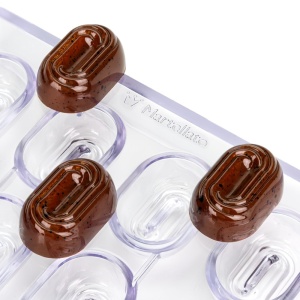 Polycarbonate mould 20 Praline Biscuit, 3.8 x 2.55 x H 1.35 cm, 10.5 gr - Img 2