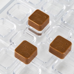 Polycarbonate mould 20 Praline Love You, 2.8 x 2.8 x H 1.4 cm, 11.5 gr - Img 2