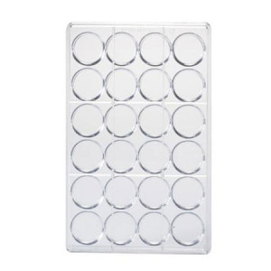 Polycarbonate mould Modern Range 24 Chocolate Pralines, Ø 3.5 x H 0,8 cm, 8 gr - Img 2