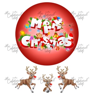 Printed Sugar Paste Christmas Model 3, Ø 20 cm and 3 Decorations, A4 - Confectioner Istet