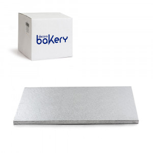 Set of 10 Rectangular Silver Rectangular Cake Plates, 50 x 40 x H 1.2 cm