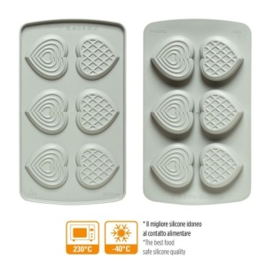 Set of 2 Silicon Heart Shapes 2 Heart Shapes 2.87 - 3 x 1.65 - 1.75 x H 0.1 - 3.5 cm, 6 cavities - Img 4