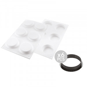 Set Tarte Ø 7 cm Klassik, 6 rame Microforate + Forma Silicon 6 cavitati