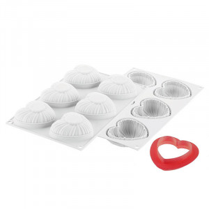 Silicon Heart Lovely mould 8.2 x 7.7 x H 3.1 cm, 6 cavities - Img 3