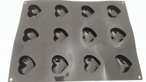 Silicon mould Passion Heart, Single-portion 7.1x6.6xh3.8cm, 100 ml, 12 cavities - Img 2