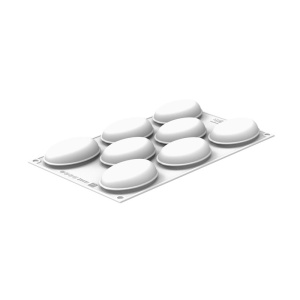 Silicon Oval mould 8 x 5.2 x H 3 cm, 6 cavities x 80 ml + cutter - Img 3