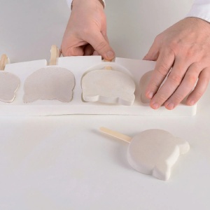 Silicone mould Ice Cream Cat, 2 silicone moulds x 4 cav. Ø 8.85 x H 8.2 cm, 95 ml, 50 sticks - Img 5