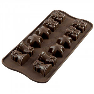 Silicone mould Praline Silikomart Christmas 3.4 x 3.4 x H1.85 cm, 4 ml, 12 cavities (SCG06) - Img 1