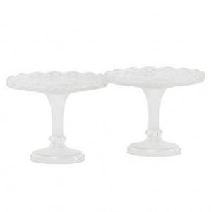 Small Buffet Stands, White Plastic, Ø 10 x H 8 cm, Set of 2 pcs