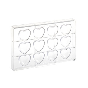 Snack csokoládé 4,5 x 4,2 x H 1,6 cm - Polikarbonát szív forma, 12 üreggel - Img 2