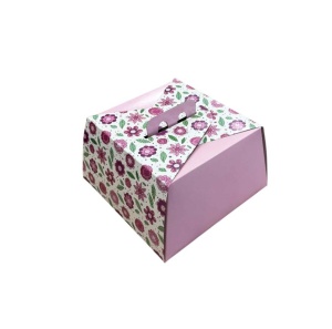 Square Dessert / Cake Box, Cardboard Floral Design 27 x 27 x H 13.5 cm